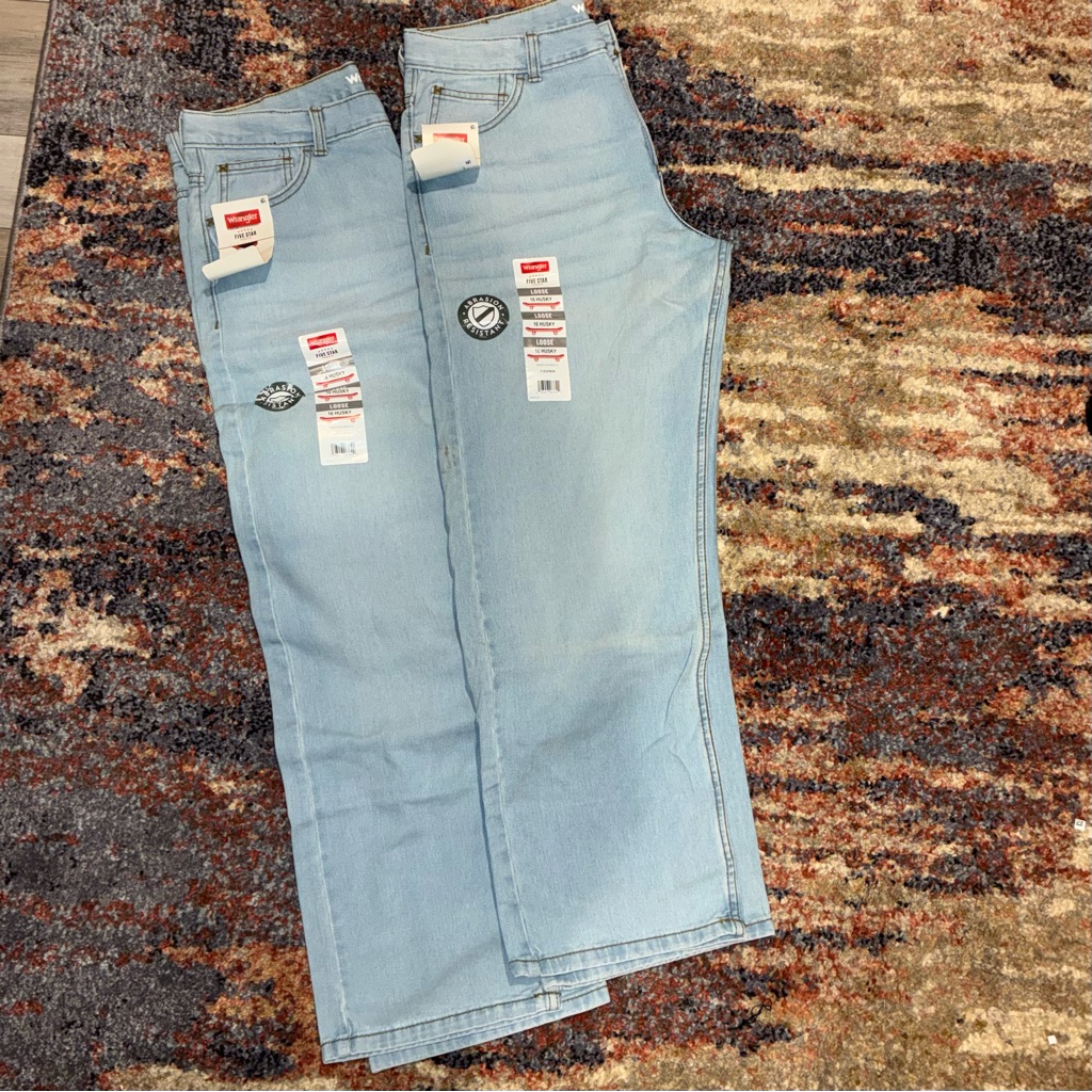 Wrangler Boys Relaxed Fit Jeans - Size 16 Husky - Two Pair Available
